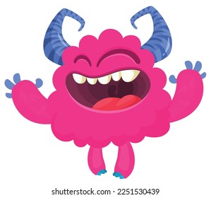 Funny cartoon smiling  monster character. Illustration of cute and happy alien creature. Halloween design