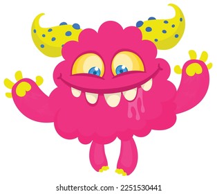 Funny cartoon smiling  monster character. Illustration of cute and happy alien creature. Halloween design