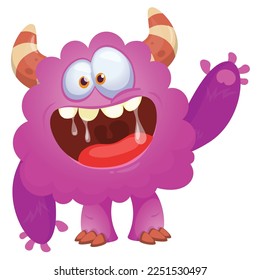 Funny cartoon smiling  monster character. Illustration of cute and happy alien creature. Halloween design
