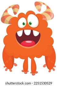 Funny cartoon smiling  monster character. Illustration of cute and happy alien creature. Halloween design