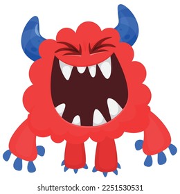 Funny cartoon smiling  monster character. Illustration of cute and happy alien creature. Halloween design
