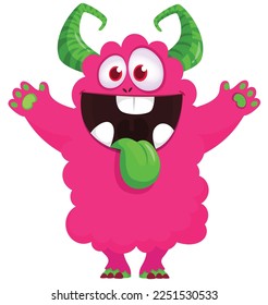 Funny cartoon smiling  monster character. Illustration of cute and happy alien creature. Halloween design