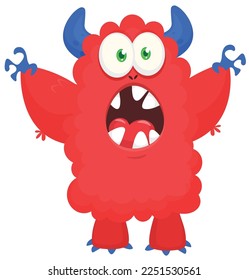 Funny cartoon smiling  monster character. Illustration of cute and happy alien creature. Halloween design