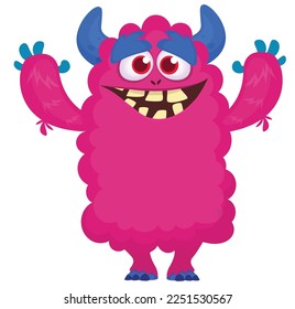 Funny cartoon smiling  monster character. Illustration of cute and happy alien creature. Halloween design