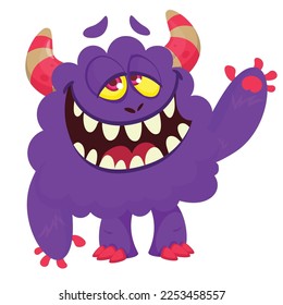 Funny cartoon smiling  monster character. Illustration of cute and happy alien creature. Halloween design
