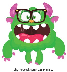 Funny cartoon smiling  monster character. Illustration of cute and happy alien creature. Halloween design