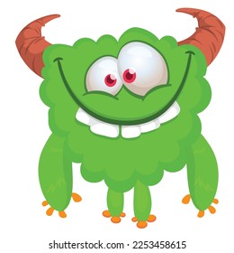 Funny cartoon smiling  monster character. Illustration of cute and happy alien creature. Halloween design