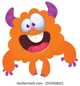 Funny cartoon smiling  monster character. Illustration of cute and happy alien creature. Halloween design