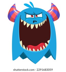 Funny cartoon smiling  monster character. Illustration of cute and happy alien creature. Halloween design