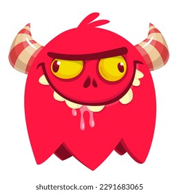 Funny cartoon smiling  monster character. Illustration of cute and happy alien creature. Halloween design