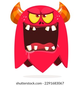 Funny cartoon smiling  monster character. Illustration of cute and happy alien creature. Halloween design