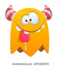 Funny cartoon smiling  monster character. Illustration of cute and happy alien creature. Halloween design