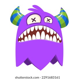 Funny cartoon smiling  monster character. Illustration of cute and happy alien creature. Halloween design