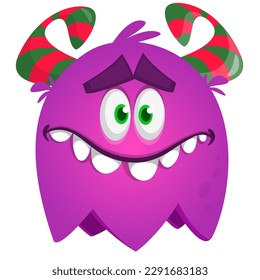 Funny cartoon smiling  monster character. Illustration of cute and happy alien creature. Halloween design