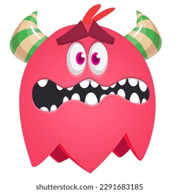 Funny cartoon smiling  monster character. Illustration of cute and happy alien creature. Halloween design