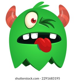 Funny cartoon smiling  monster character. Illustration of cute and happy alien creature. Halloween design