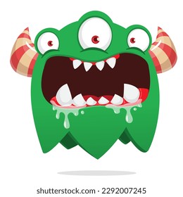 Funny cartoon smiling  monster character. Illustration of cute and happy alien creature. Halloween design