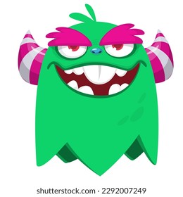 Funny cartoon smiling  monster character. Illustration of cute and happy alien creature. Halloween design