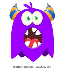 Funny cartoon smiling  monster character. Illustration of cute and happy alien creature. Halloween design