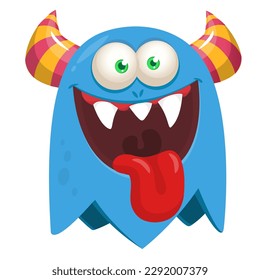 Funny cartoon smiling  monster character. Illustration of cute and happy alien creature. Halloween design