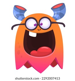 Funny cartoon smiling  monster character. Illustration of cute and happy alien creature. Halloween design