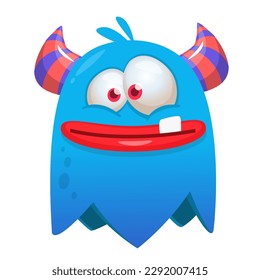 Funny cartoon smiling  monster character. Illustration of cute and happy alien creature. Halloween design
