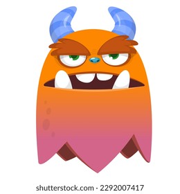 Funny cartoon smiling  monster character. Illustration of cute and happy alien creature. Halloween design