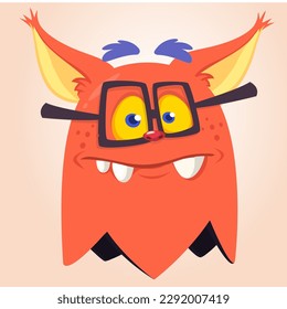 Funny cartoon smiling  monster character. Illustration of cute and happy alien creature. Halloween design