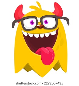 Funny cartoon smiling  monster character. Illustration of cute and happy alien creature. Halloween design