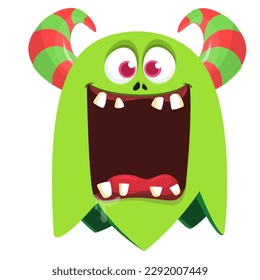 Funny cartoon smiling  monster character. Illustration of cute and happy alien creature. Halloween design