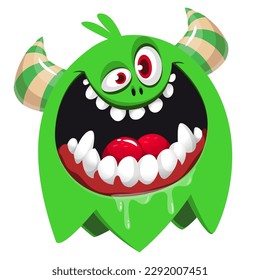 Funny cartoon smiling  monster character. Illustration of cute and happy alien creature. Halloween design