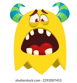 Funny cartoon smiling  monster character. Illustration of cute and happy alien creature. Halloween design