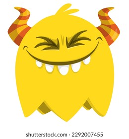 Funny cartoon smiling  monster character. Illustration of cute and happy alien creature. Halloween design