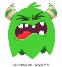 Funny cartoon smiling  monster character. Illustration of cute and happy alien creature. Halloween design