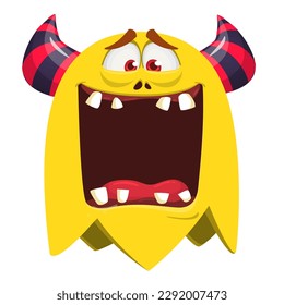 Funny cartoon smiling  monster character. Illustration of cute and happy alien creature. Halloween design