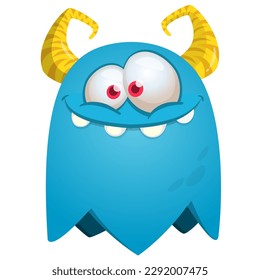Funny cartoon smiling  monster character. Illustration of cute and happy alien creature. Halloween design