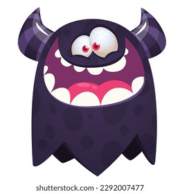 Funny cartoon smiling  monster character. Illustration of cute and happy alien creature. Halloween design