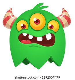 Funny cartoon smiling  monster character. Illustration of cute and happy alien creature. Halloween design