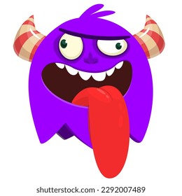 Funny cartoon smiling  monster character. Illustration of cute and happy alien creature. Halloween design