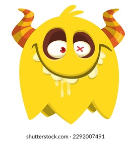 Funny cartoon smiling  monster character. Illustration of cute and happy alien creature. Halloween design