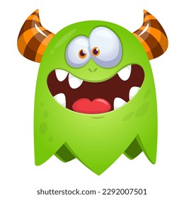 Funny cartoon smiling  monster character. Illustration of cute and happy alien creature. Halloween design