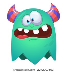 Funny cartoon smiling  monster character. Illustration of cute and happy alien creature. Halloween design