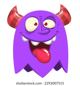 Funny cartoon smiling  monster character. Illustration of cute and happy alien creature. Halloween design