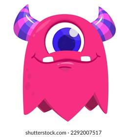 Funny cartoon smiling  monster character. Illustration of cute and happy alien creature. Halloween design
