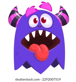Funny cartoon smiling  monster character. Illustration of cute and happy alien creature. Halloween design