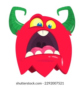 Funny cartoon smiling  monster character. Illustration of cute and happy alien creature. Halloween design