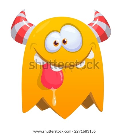 Funny cartoon smiling  monster character. Illustration of cute and happy alien creature. Halloween design