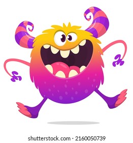 Funny cartoon smiling monster creature. Vector isolated