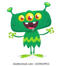 Funny Cartoon Smiling Monster Three Eyes Stock Vector (Royalty Free ...