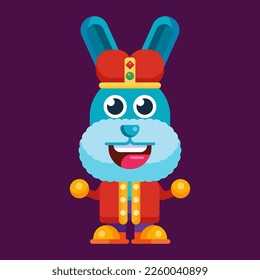Funny cartoon smiling rabbit character flat design illustration mascot